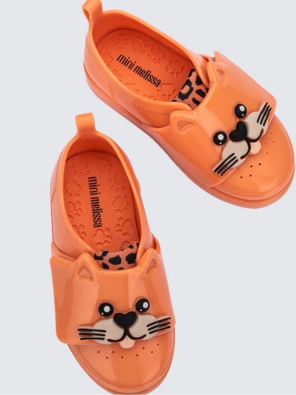 Mini Melissa Jelly Pop Safari Orange Cat Jelly Shoes Kids Size 12